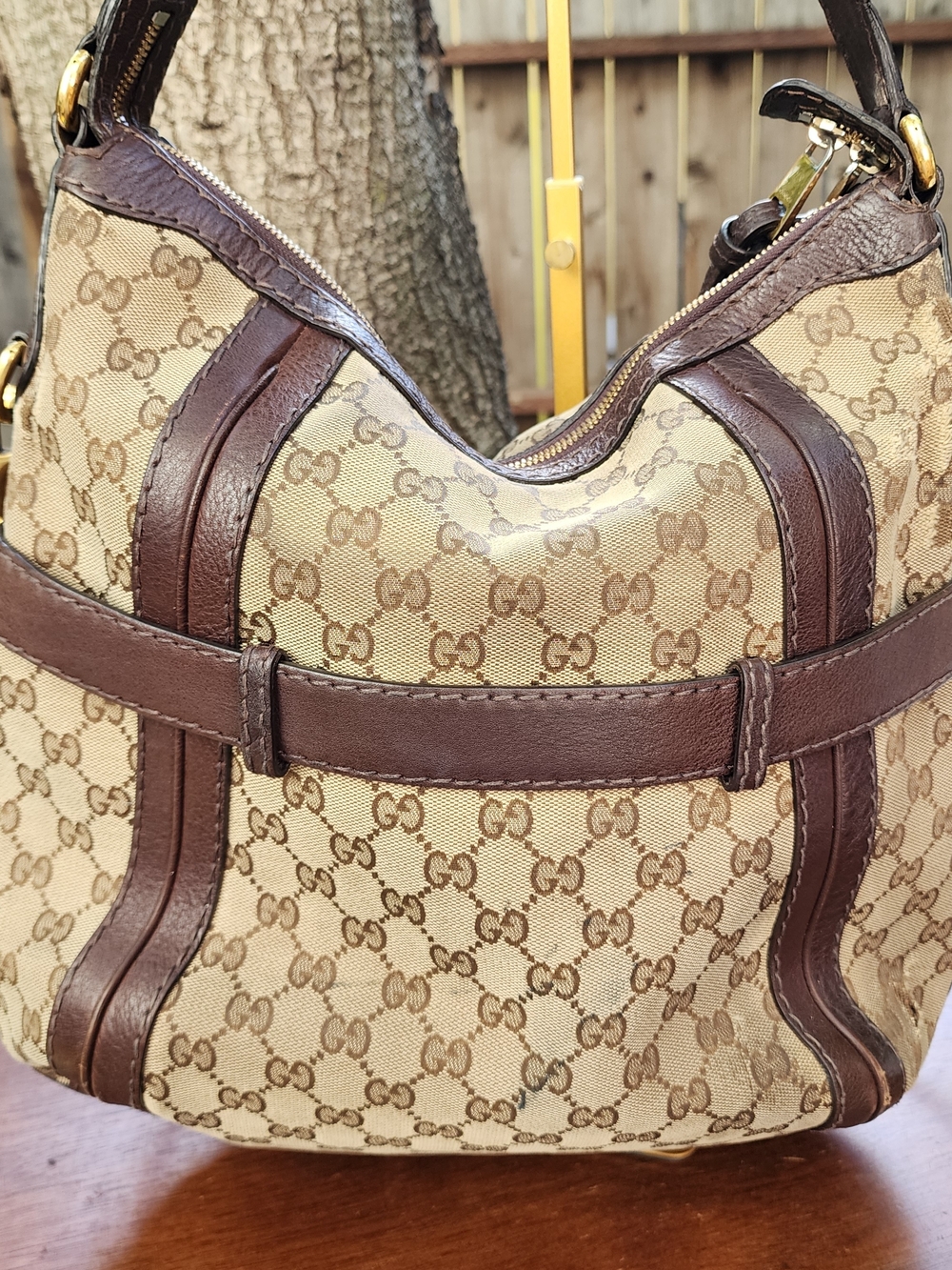 Gucci Brown GG Canvas Medium Running Hobo Bag Gold Hardware 247185 - Picture 9 of 16
